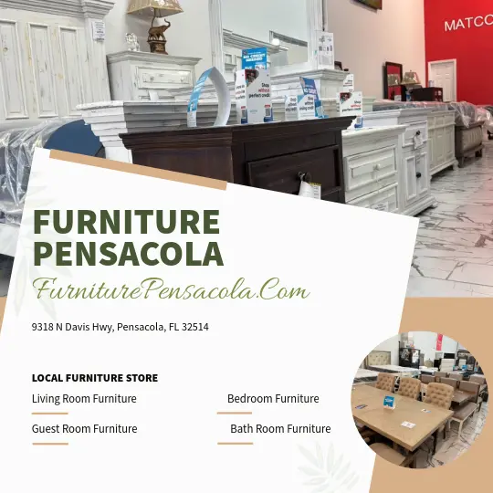Local furniture store warehouse in Pensacola featuring vacation rental and Airbnb furniture